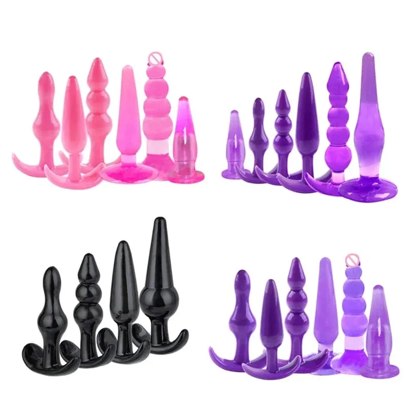 4/6Pcs/Set Safe Silicone Butt Plug Dildo Masturbation Anal Plug Vaginal Plug Sex Toys For Woman Men Anal Dilator Toys for Gay — image 1