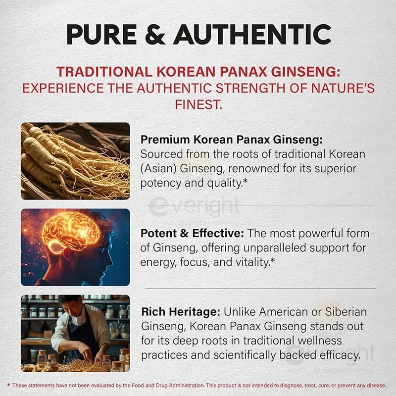 Red Korean Ginseng Supplement for Men - Extra Strength 10:1 Extract - Energy Focus Productivity Performance - Natural & Vegan — image 4