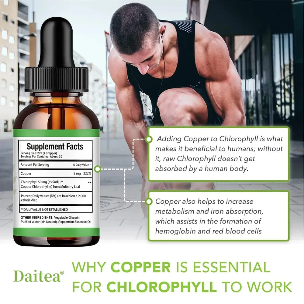Liquid Chlorophyll Drops - Antioxidants Liver Detox Immune Support Collagen for Hair & Skin Health - Vegan Non-GMO — image 3