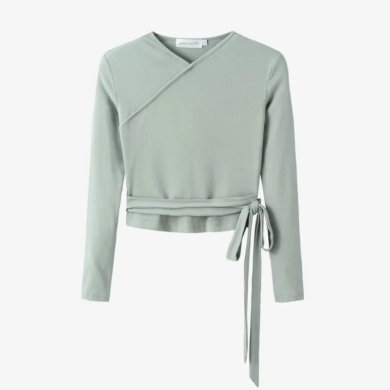AS 2024 kvinnliga kläder höga Stretchribbar med stängda omslagstoppar + Matt satin klänning Maxi matchande set (levereras inom 1 dag) — image 9