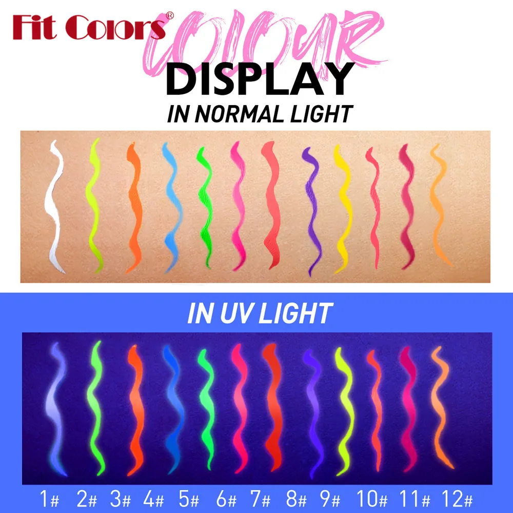 12-color UV Fluorescent Eyeliner Pen Neon UV Reactive Liquid Eyeliner Waterproof Long Lasting Matte Colorful Eye Liner Makeup — image 4