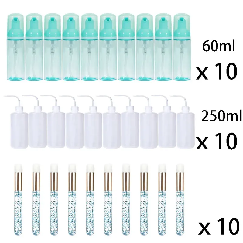 60ml 리필 가능 누출 방지 빈 폼 무스 펌프 병 래쉬 익스텐션 클렌징 키트 소프트 브러시 250ml 린스 병 미용 도구 — image 9