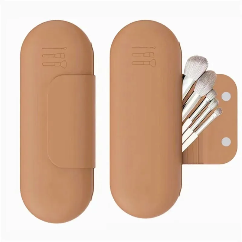 Silicone Makeup Brush Holder Travel Cosmetic Bag Case Soft Portable Cosmetic Face Brushes Holder with Magnetic Closure — image 9