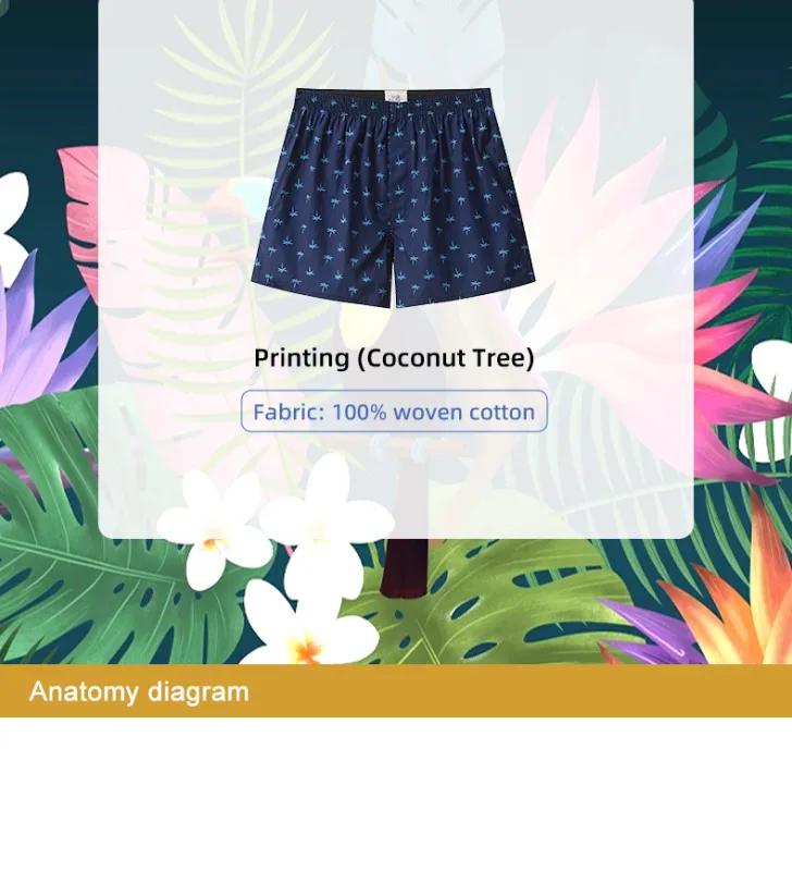 Men's Cotton Boxer Shorts, Printed Pattern na Panlalaking Underwear, College Style Shorts, Summer Breathable at Kumportableng Kasuotang Pang-laswang — image 8