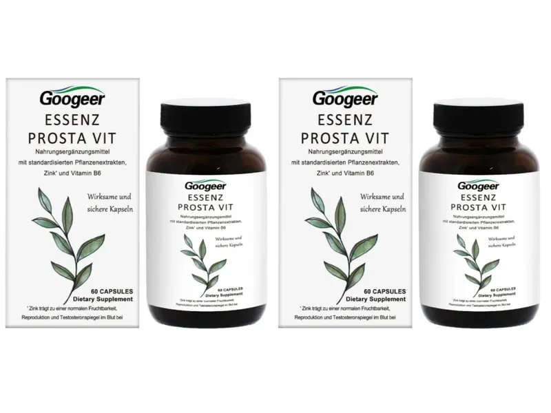 Googeer Men's Prosta Vit Essenz Capsules Bladder & Urinary Tract Health Support with Zinc Vitamin B6 Saw Palmetto 60 Count