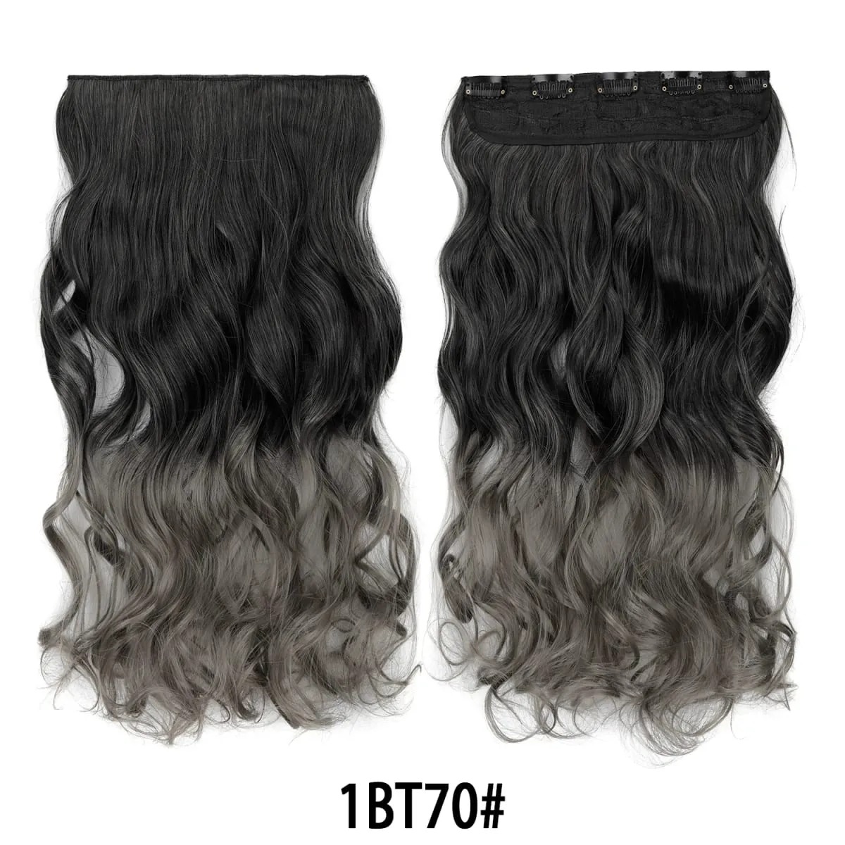Jeedou uma peça 5 clipes ondulado ombre clipe em extensões de cabelo longo onda de água cabelo encaracolado sintético pedaço arco-íris colorido cabelo — image 10