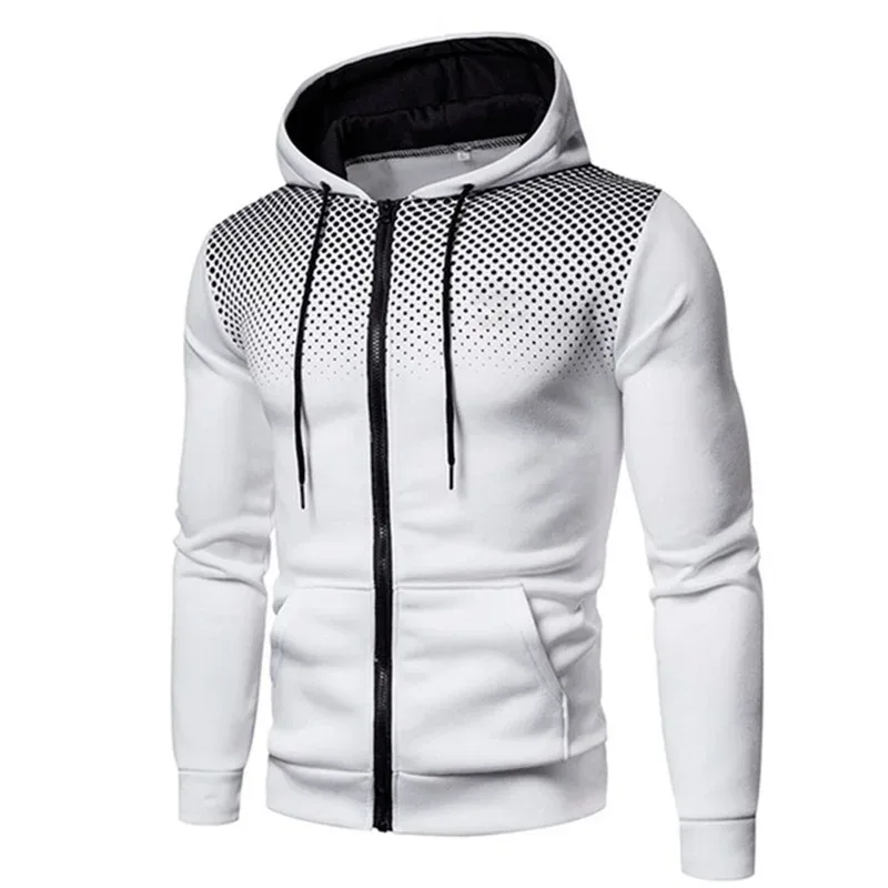 Moletom Com Capuz Masculino Com Zíper Bolso Polka Pot Impressão Moletom Com Capuz Esporte Ao Ar Livre Casual Slim Fit Homens Primavera AutumnZipper Moletom Com Capuz — image 8