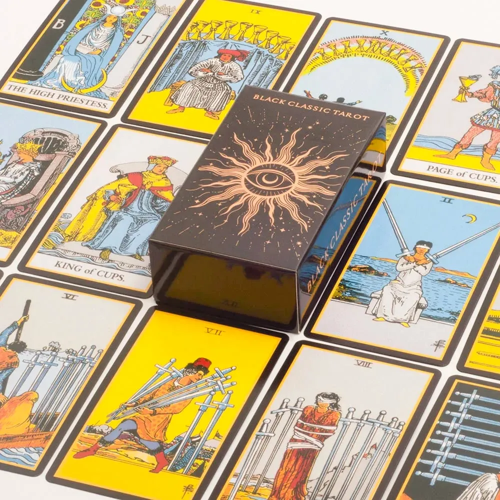 2026 Black Classic Tarot Cards Deck 78pcs Fortune-Telling Game Set with Guidebook for Family Gatherings and Board Games — image 3