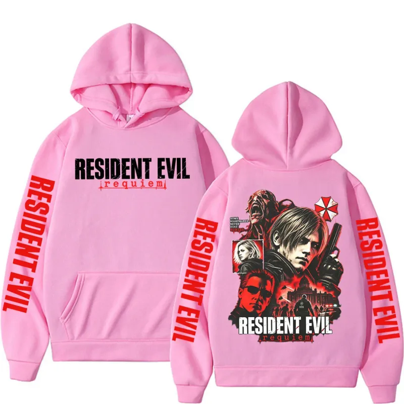Leon Kennedy Resident Evil Requiem Merch Sweatshirts Herr Dam Casual Hoodie i fleece av hög kvalitet Harajuku klassiska gotiska hoodies — image 10