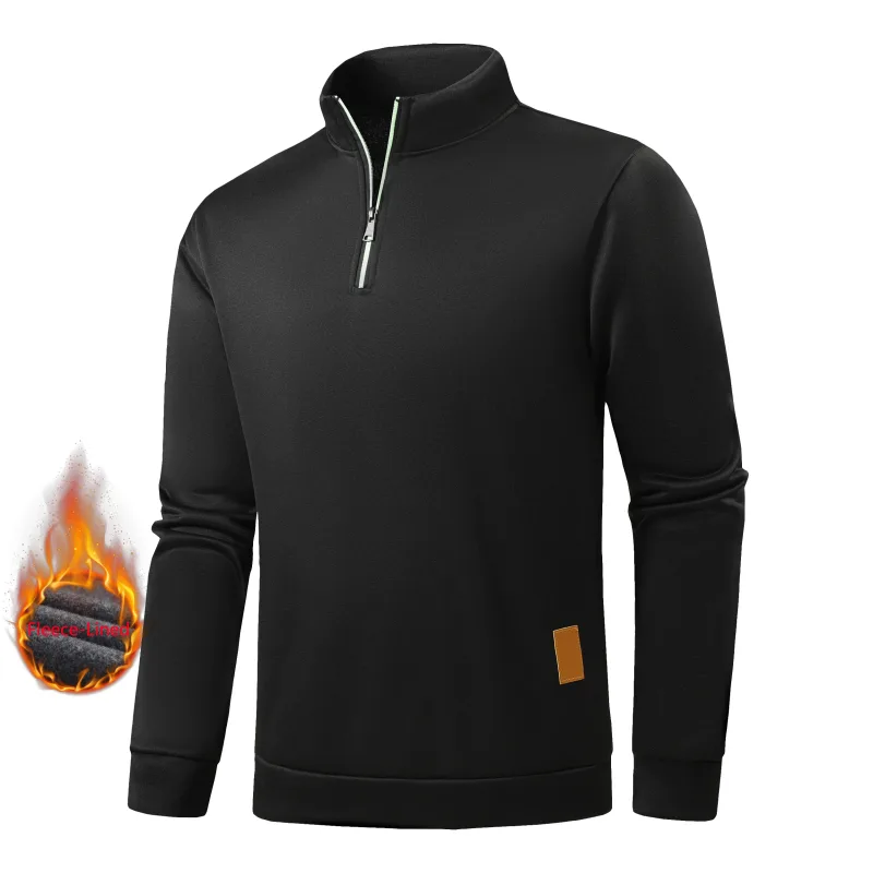 Outono masculino meio zíper sweatshirts de manga comprida pulôveres de cor sólida gola alta streetwear inverno jaquetas quentes casaco esportivo