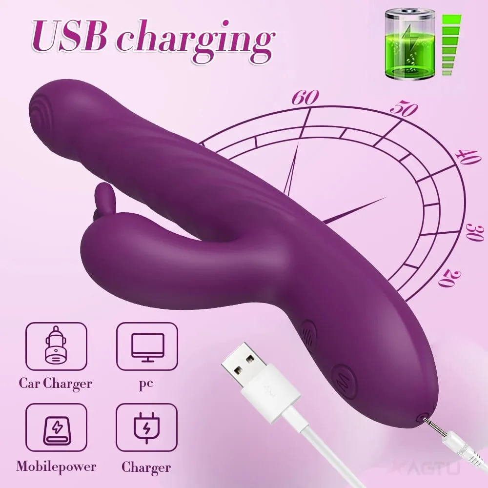 Thrusting Rabbit Vibrator for Women Go and Come G-Spot Dildo Vibrator Clitoris Stimulator Female Masturbation Sex Toy for Women — image 6