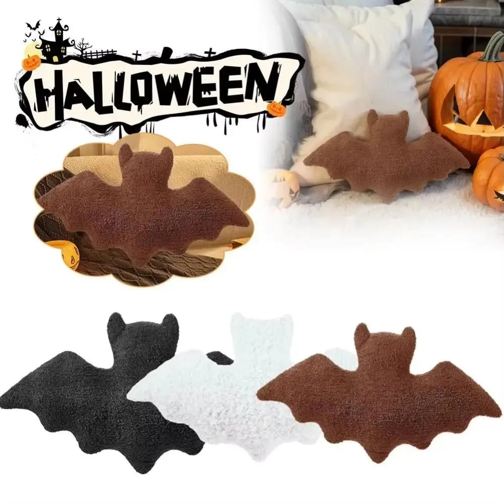 Plush Material Bat Plush Pillow Halloween Theme Soft Fabric Bat Modeling Pillow Black White Brown Stuffed Animal Plush For Girls — image 2