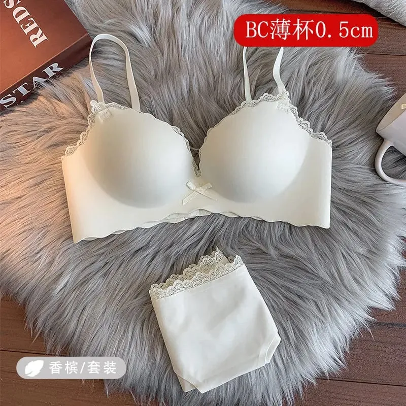 セクシーWomen Wireless Seamless Bra Set One‑Piece Push‑Up Brassiere Small Bust Side Support Anti‑Sag Soft Ladies Intimates Lingerie — image 14