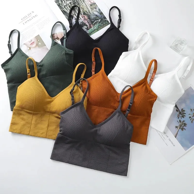 여성 탱크 자르기 탑 원활한 속옷 빈티지 자르기 탑 여성 탱크 조끼 Camis 패딩 U 백 여성 섹시한 스포츠 란제리 캐미솔 — image 1
