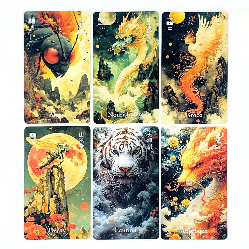 New Oracle Dragon Deck A 64 Divination Cards With Traditional Hexagrams & Mystical Animal Art Spiritual Guidance & Collectors — image 3
