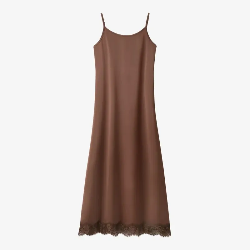 AS SS26 Lace slip satin dress + lace satin skirt +knitting vest + knitting cardigan collection woman dressy outfit — image 10