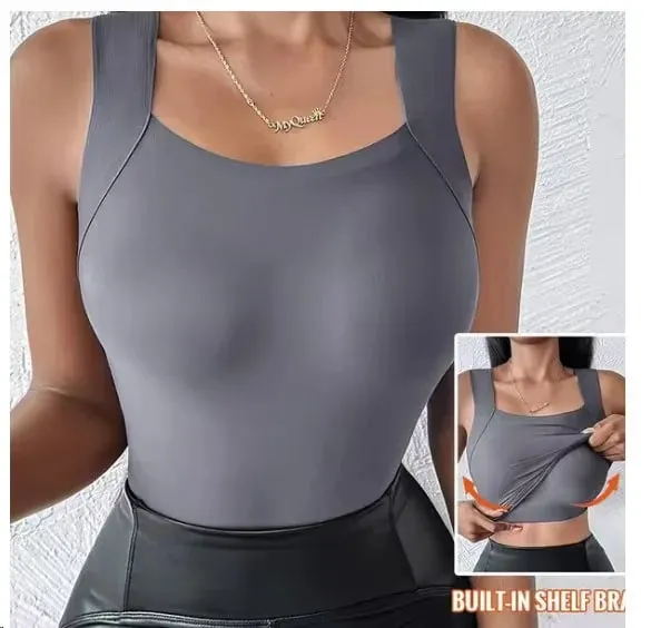 Sexy Sleeveless Tank Tops Women Casual Vest Crop Camisole Seamless Sports Underwear with Chest Pads Summer Female Bra Lingerie — image 8