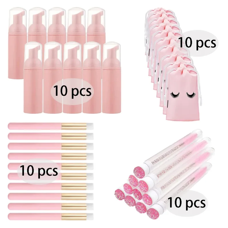 20/40Pcs 60ml 플라스틱 리필 가능 누출 방지 빈 폼 펌프 병 래쉬 샴푸 키트 여행 비누 디스펜서 페이스 워시 메이크업 도구