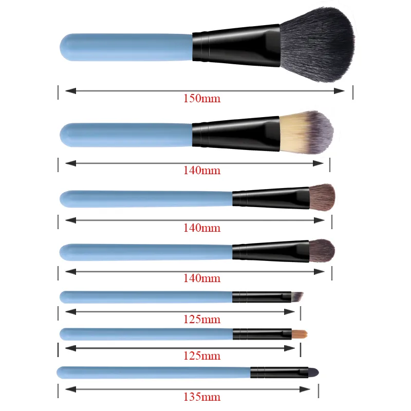7 Pcs Pink Makeup Brush Set With Leather Case Foundation Blush Eyeshadow Brushes Portable Cosmetic Make‑up Tools Kit — image 2