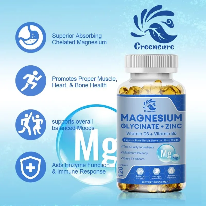Kapsul Magnesium Glycinate D3 B6 untuk Otot Saraf Tidur Relaksasi dan Suplemen Kesihatan Jantung — image 5