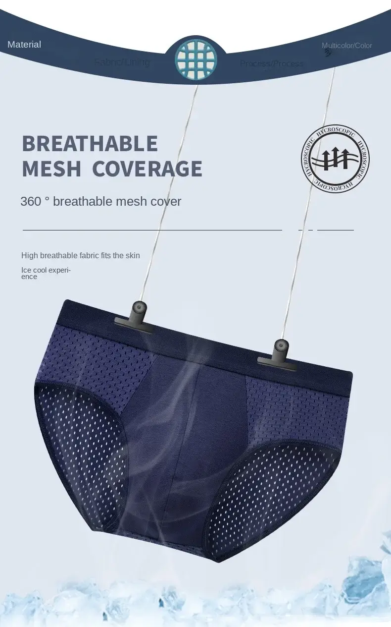 Homens sólidos verão roupa interior de seda gelo boxershorts cuecas respiráveis roupa interior de fibra de carbono de bambu anti-bacteriano oco calcinha — image 10