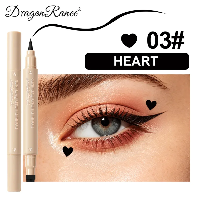 Double Head Eyeliner Stamp Waterproof Colorful Eyeliner With Heart/Star/Butterfly/Triangle Liquid Liner Seal Decorative Makeup