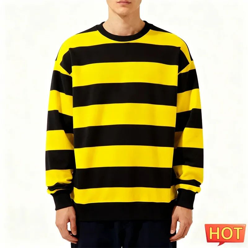 Moletons gráficos listrados simples para homens moda na moda manga longa 3D impresso moletom feio casual pulôveres de grandes dimensões — image 6