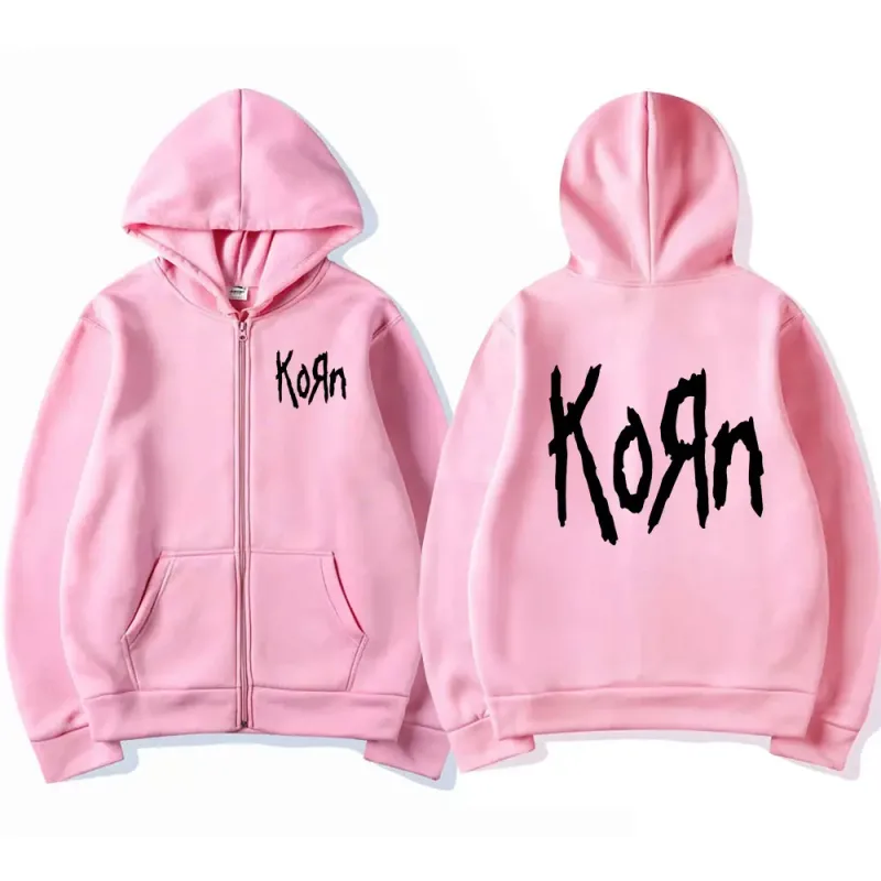 Korn Rock Band Letter Logo Zipper Hoodie Men's Metal Gothic Vintage Oversized Zip Up Hoodies Streetwear Punk Sweatshirts Jackets — image 8