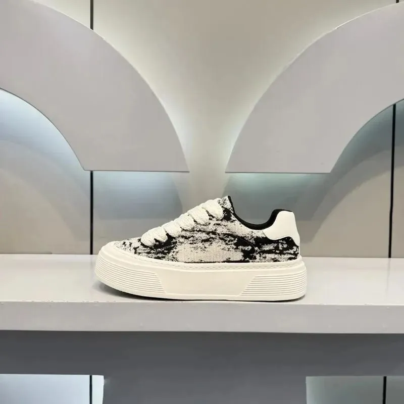 Fashion Men Casual Shoes Spring Summer Chunky Sneakers Woven Fabric Graphic Print Thick Sole Streetwear Daily Footwear