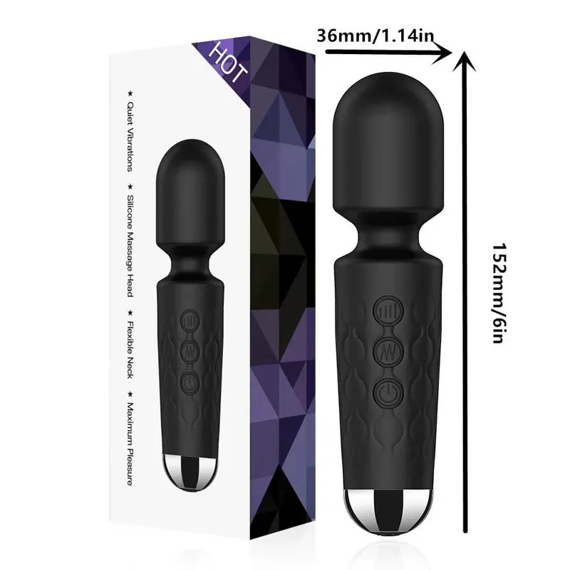 20 hastigheter Magic Wand Vibrator G-Spot klitorisstimulator Uppladdningsbar vattentät massager sexleksak för kvinnor — image 5