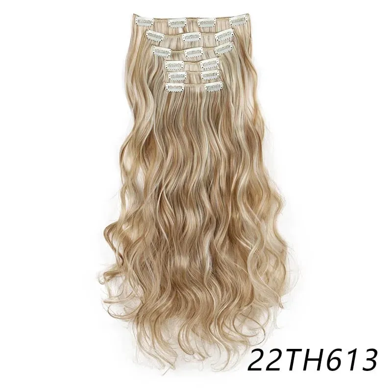 Synthetic Long Curly 16 Clips Hair Extension Heat Resistant Fiber Black Brown Hairpiece for Women Cosplay Wig Halloween Wig Part — image 20