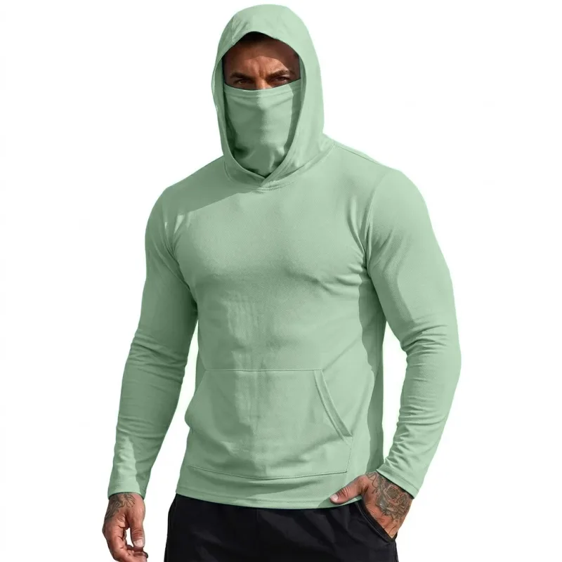 Camiseta masculina com capuz, proteção solar, secagem rápida, manga comprida, leve, top de desempenho para caminhadas ao ar livre, uso solar — image 12