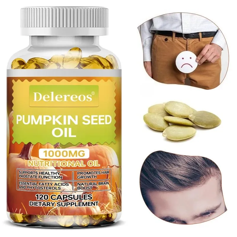 Pumpkin Seed Oil Capsules 1000mg Sinusuportahan ang Prostate Urinary Bladder at Kalusugan ng Buhok para sa Mga Lalaki Cardiovascular Health Non-GMO — image 1