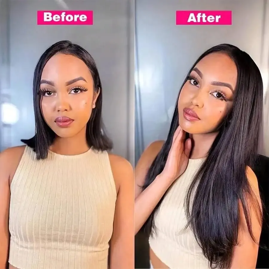 8pcs Clip In Hair Extensions Jet Black Straight Hair Rich Full Glossy Natural Finish For Various Looks 18 20 Inch — image 3