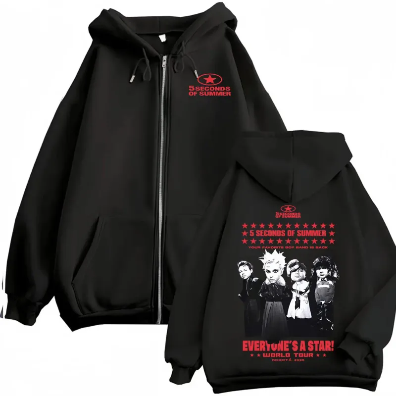 5 Seconds of Summer Everyone's A Star World Tour Zip Up Hoodies Men Women Harajuku Hip Hop Gothic Jacket Sweatshirt Hoodie Coats — image 15