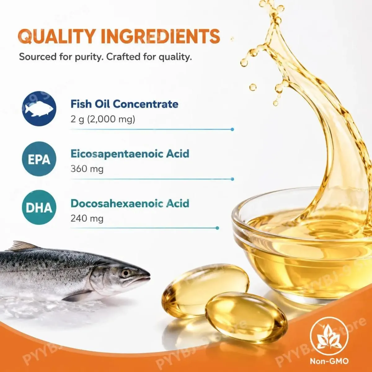 Omega 3 Fish Oil Softgels with EPA DHA Molecularly Distilled Heart Brain and Eye Health Support Easy to Swallow 200 Count — image 4