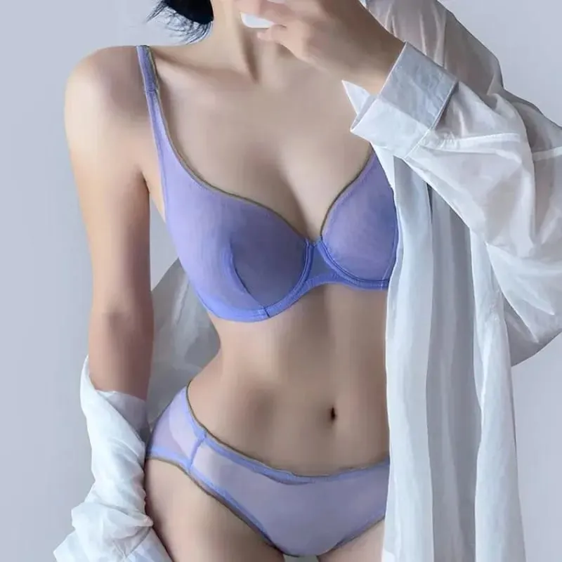 European Luxury Lingerie Set Full Cup Sheer Ultra Thin Bra & Panty Set Sexy Comfort for Women Large Small MOYISU Sexy Tushy S-XL — image 3