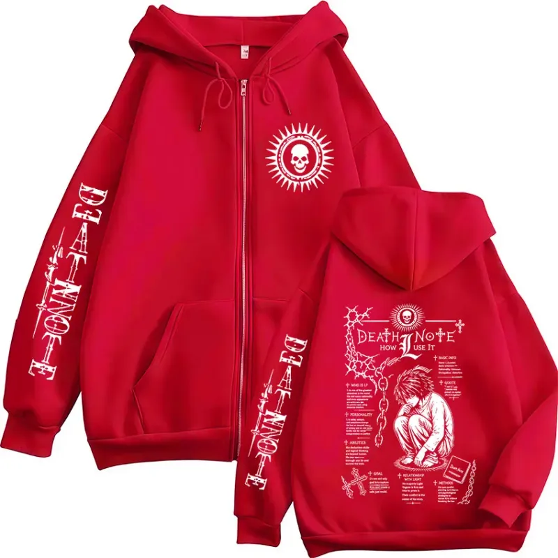 Anime Death Note L · Lawliet Ryuk Zipper Hoodies Roupas Masculinas Moda Casual Manga Longa Zip Up Moletom Com Capuz Jaquetas Casacos — image 4
