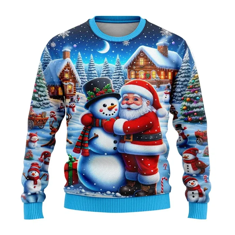 Masculino feminino moletom de natal 3d boneco de neve de natal estampado feio suéter de natal unissex pulôver festa de feriado jumper tops — image 2