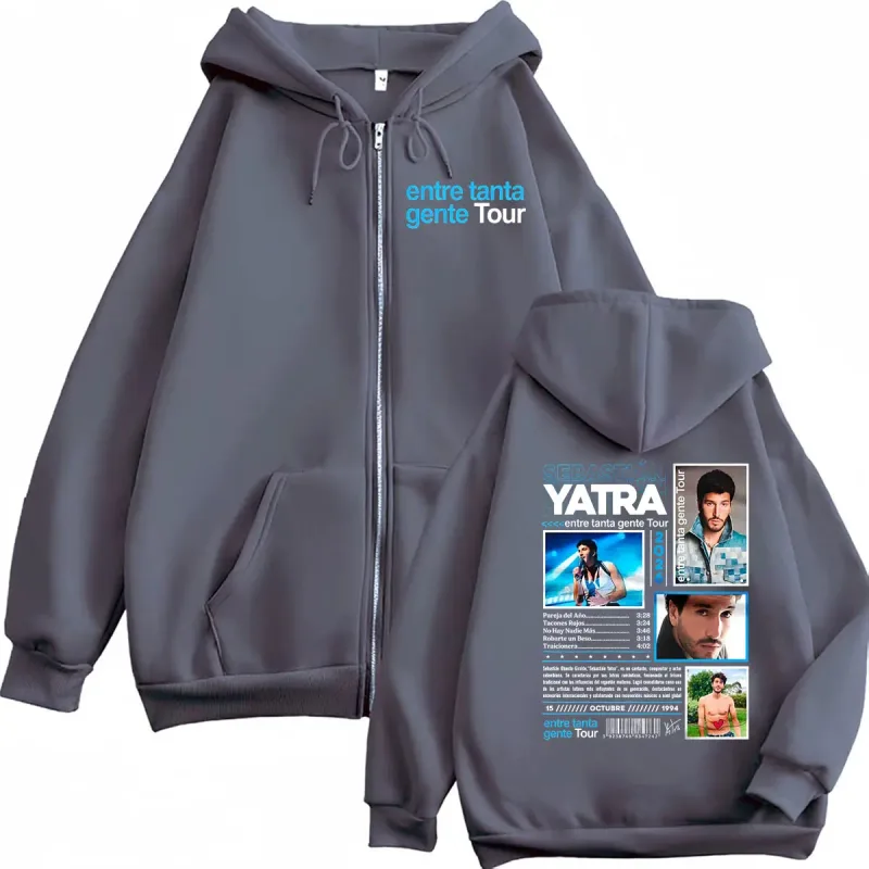 Sebastian Yatra Entre Tanta Gente Tour 2026 Zipper Moletons Roupas Masculinas Com Capuz Moda Hip Hop Zip Up Hoodies Casacos Jaqueta — image 4