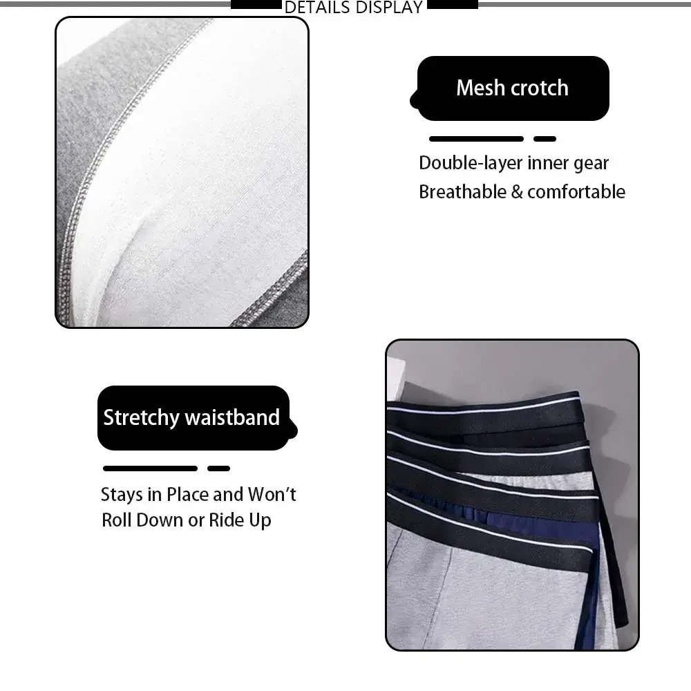 4/8Pcs Boxers Man Breathable Cotton Man Underwear Letter Waistband Men's Clothing Soft Touch Men's Briefs Plus Size Man Panties