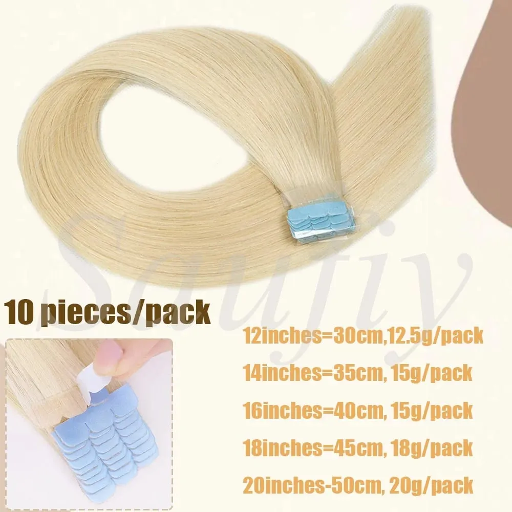 12-20inches Natural Blonde Mini Tape in Human Hair Extensions Double Side Invisible Seamless Tape Ins Hair 10pcs/Pack Natural Straight Black Blonde Balayge Brown Mini Tape In Hair — image 5