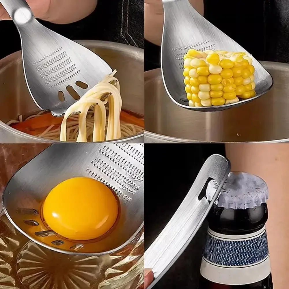 Stainless Steel Ginger Garlic Grater Multi-functional Grinding Spoon Egg Soup Divider Kitchen Cooking Utensils
