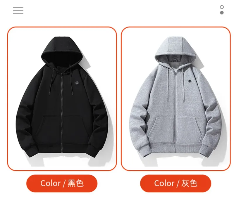 USB Heating Luvtröjor Herr Vinter Eluppvärmda Luvtröjor Jackor Uppvärmd Zipper Hoodie Infraröd 5 Värmeområden Jacka Svart Grå — image 12