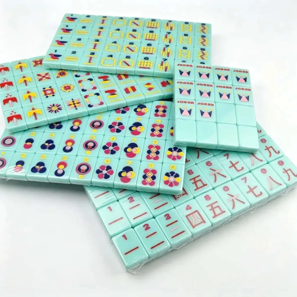 Classic Pastel Blue Mahjong Set American Style Acrylic Mah Jongg 160 Pieces Rounded Edge Table Game Christmas Gift — image 8