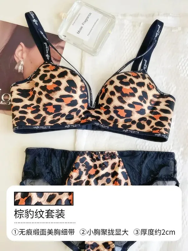 Stylish Leopard Print Seamless Wireless Lingerie Thin Comfortable Gather Small Breast Pretty Breast Shape Casual Wear Soft S-XL — image 14