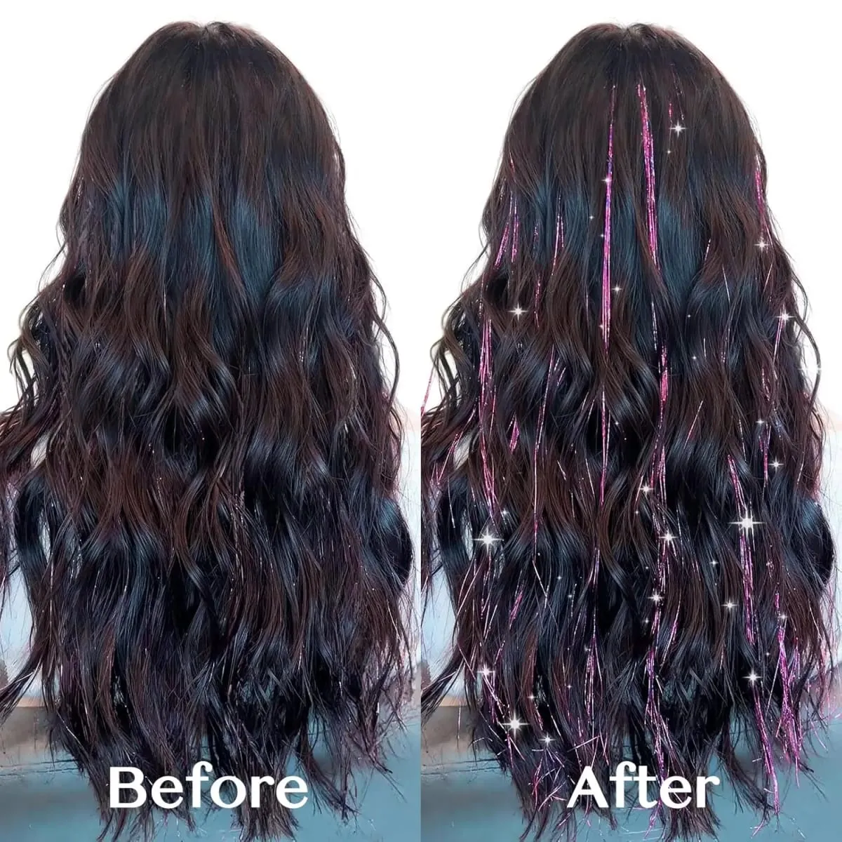 Hair Tinsel Clip in Dreamy Colorful Fairy Hair Tinsel Kit 24 Inch Glitter Clip in Hair Extensions for Girls Women Synthetic — image 5