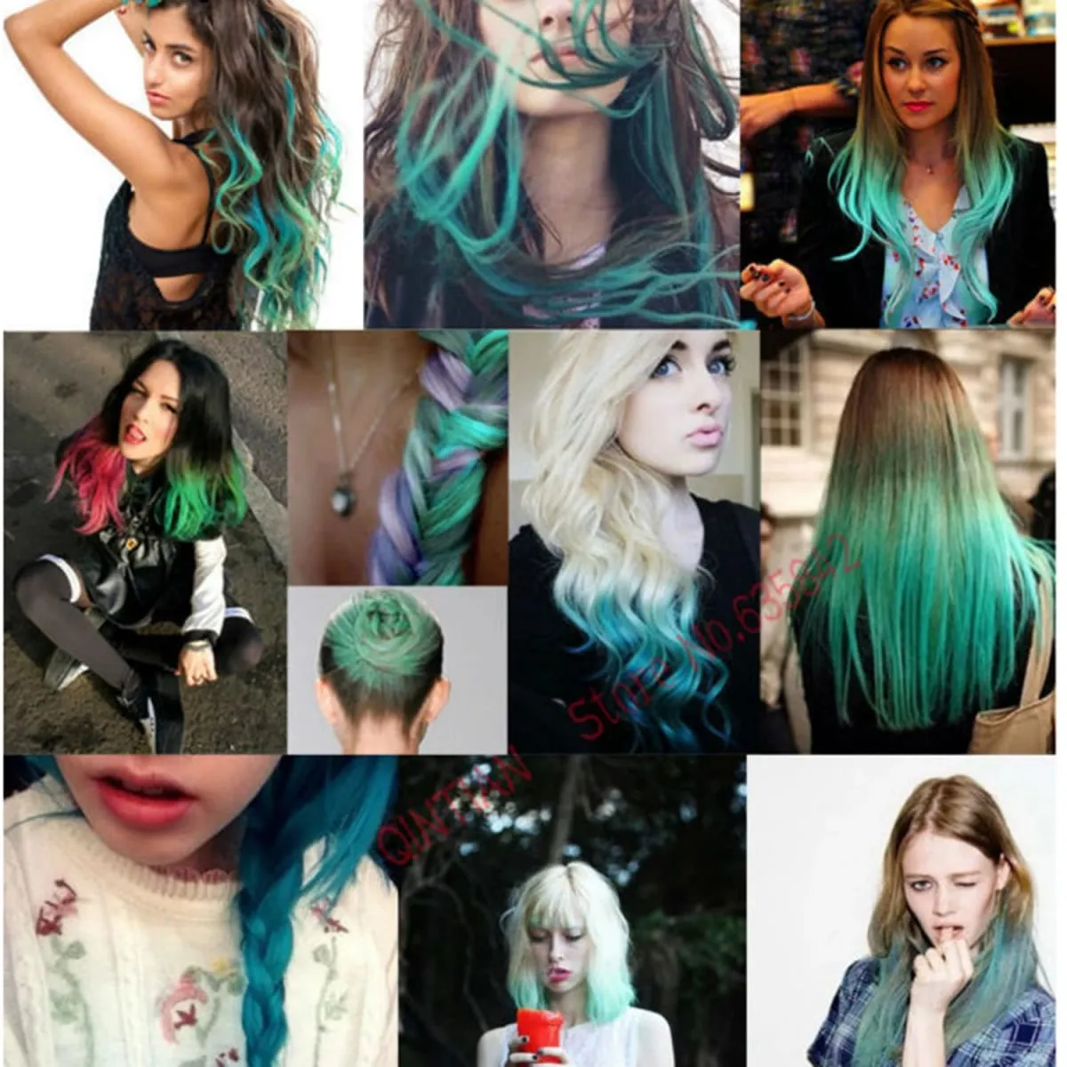 Jeedou uma peça 5 clipes ondulado ombre clipe em extensões de cabelo longo onda de água cabelo encaracolado sintético pedaço arco-íris colorido cabelo — image 6