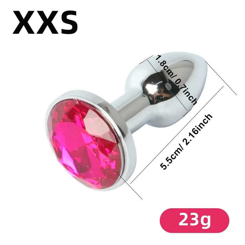 Mini tapón Anal de Metal XXS, dilatador Anal pequeño para adultos, hombres y mujeres, tapón Anal con cristal redondo, masturbación femenina, Juguetes sexuales anales