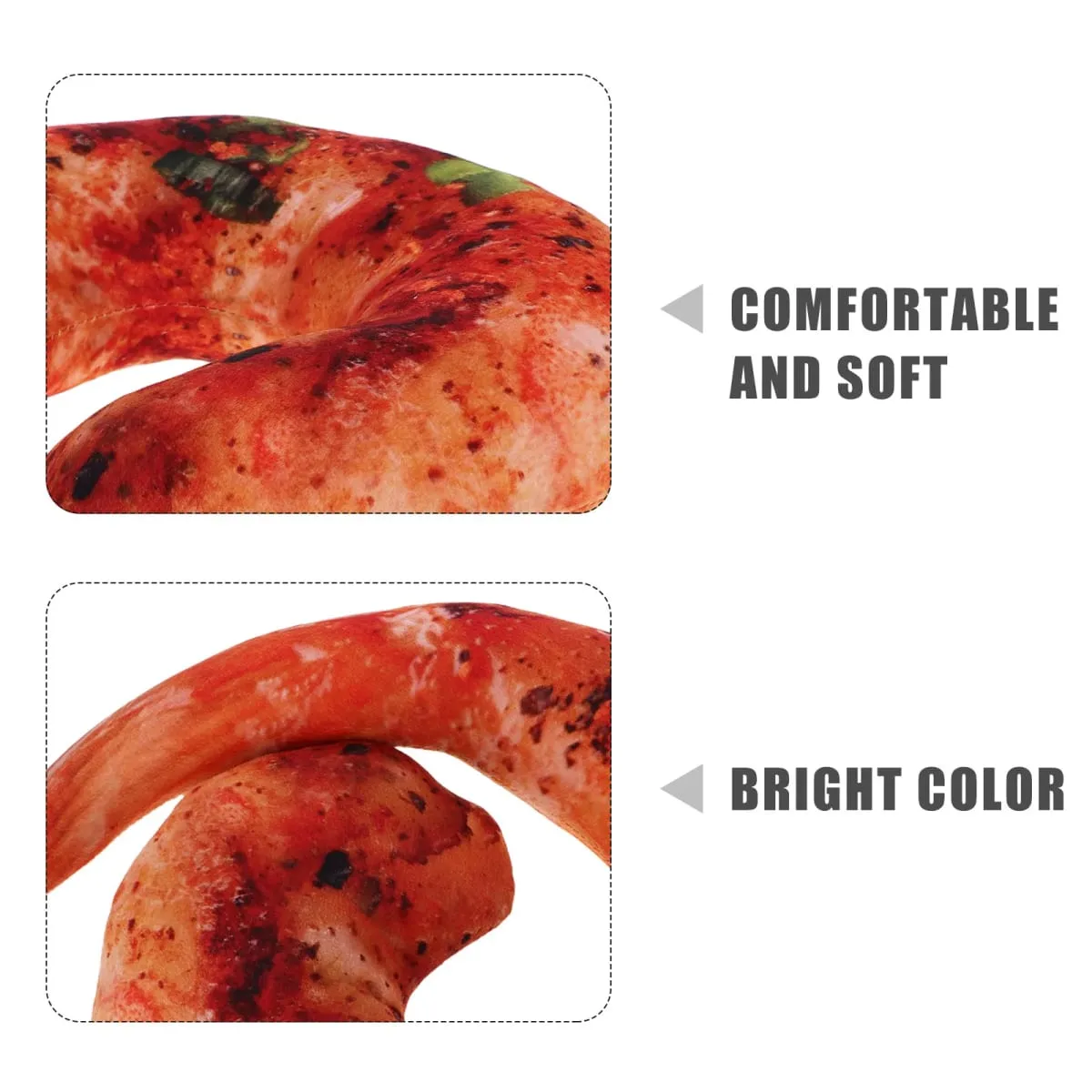 Cuscino per il collo con gamberetti alla griglia Design realistico con gamberetti cotti Cuscino morbido e avvolgente per decorazioni per la casa da viaggio Novità per la camera a tema alimentare
